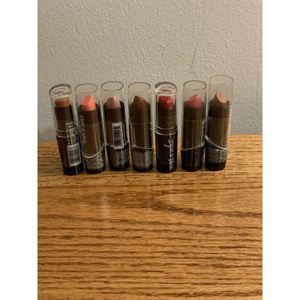 (7) Wet n Wild Silk Finish Lipstick Mink Java Pink Frost Bare Affair Aflame Berr